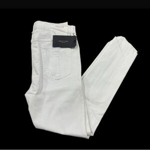 Rag & Bone White Manson High Rise Ankle Skinny Raw Hem Jeans Size 29